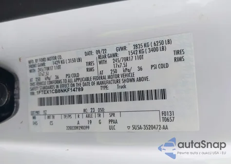 2022 Ford F-150 Xl from USA, damaged, VIN 1FTEX1CB8NKF14789